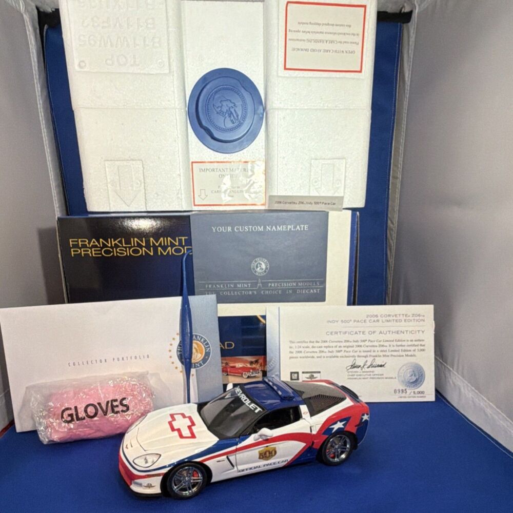 Franklin Mint 1:24 2006 Corvette Z06 Indy 500 Pace Car Diecast LE 995/5000 COA